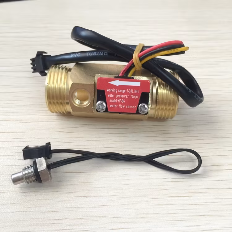 BRASS LIQUID FLOW METER WITH TEMPERATURE SENSOR PROBE G3/4 ELECTRIC WATER HEATER SENSOR