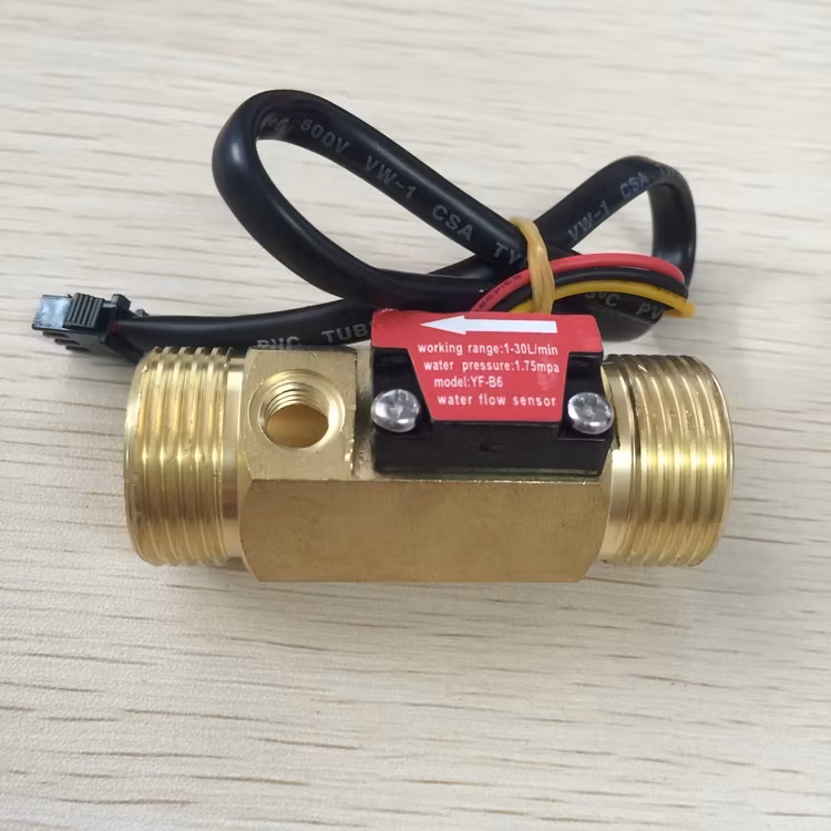 BRASS LIQUID FLOW METER WITH TEMPERATURE SENSOR PROBE G3/4 ELECTRIC WATER HEATER SENSOR
