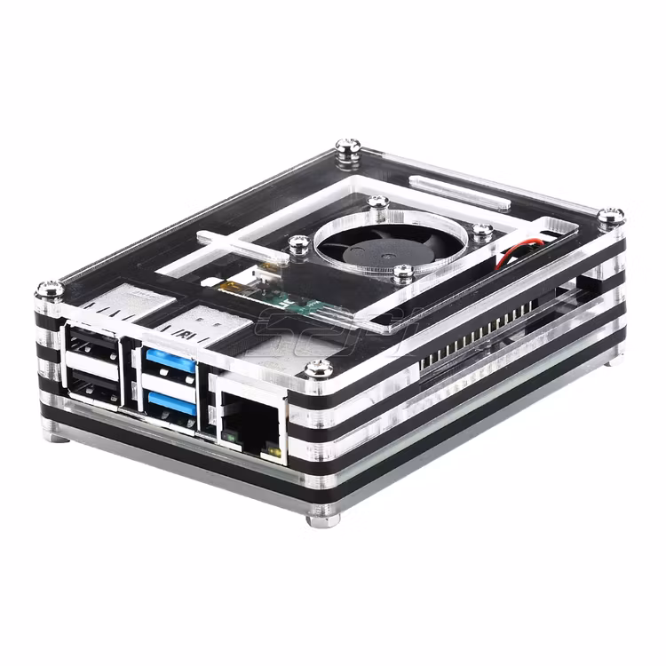 52Pi Original Acrylic ABS Case for Raspberry Pi 4 with DC 5V Cooling Fan
