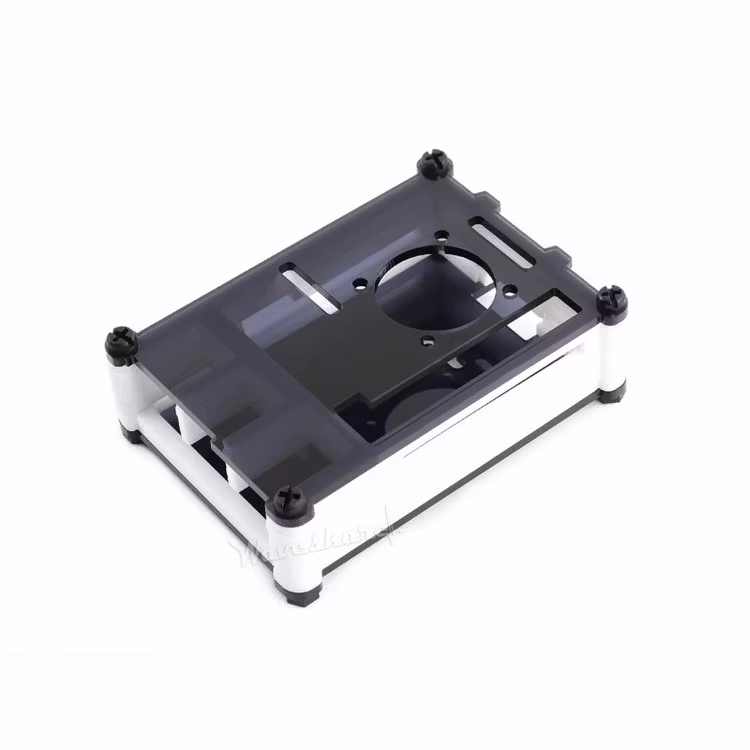 Black White Acrylic Case for Raspberry Pi 4, with Cooling Fan