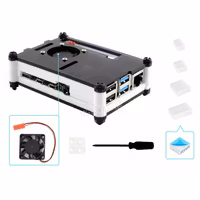 Black White Acrylic Case for Raspberry Pi 4, with Cooling Fan