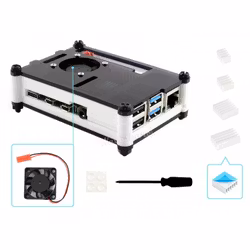 Black White Acrylic Case for Raspberry Pi 4, with Cooling Fan