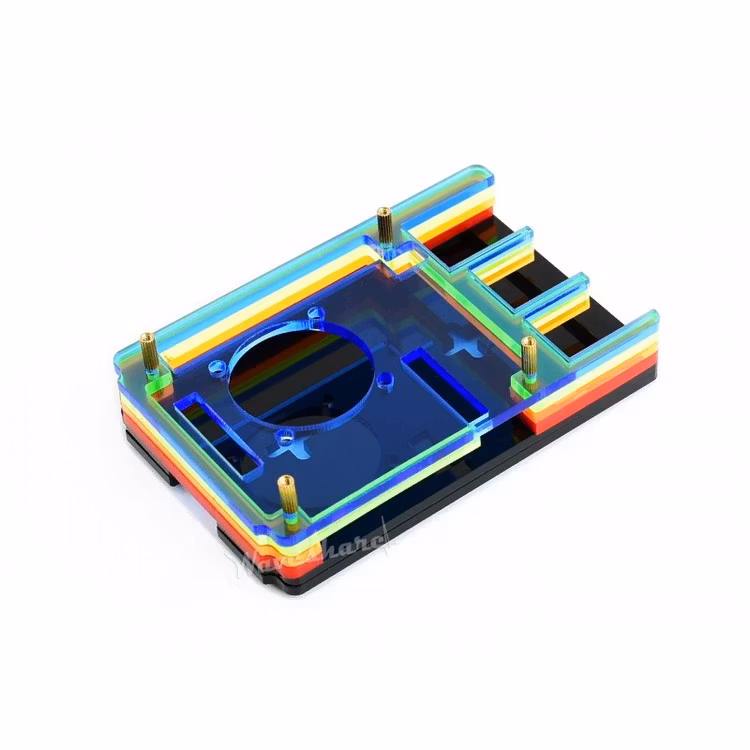 Colorful Rainbow Acrylic Case for Raspberry Pi 4, with Cooling Fan