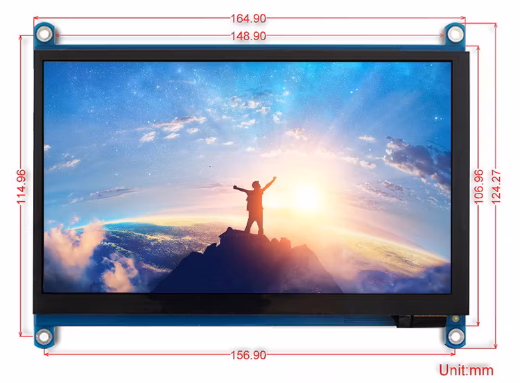 7inch HDMI LCD (H), 1024x600, IPS, supports various systems, capacitive touch