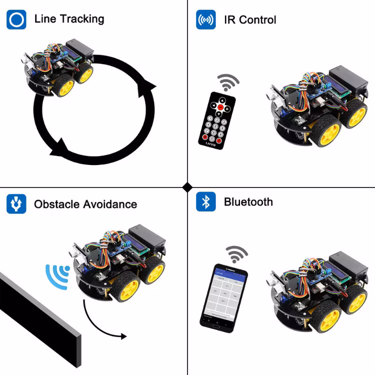 Multi-functional Smart Robot Car Kit compatible Arduinos with Tutorial