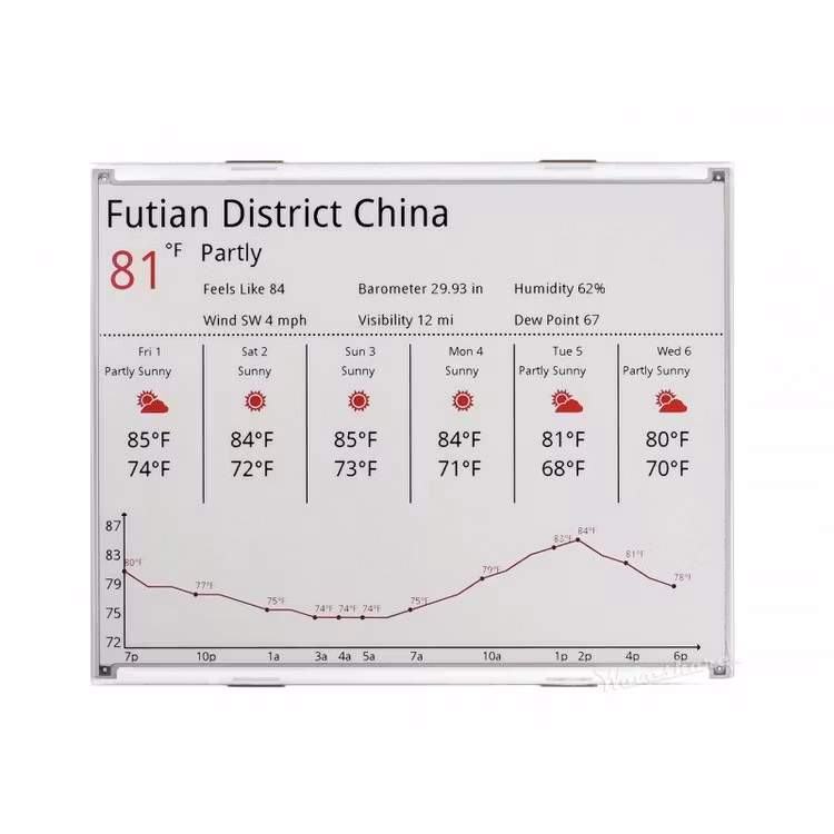 12.48inch E-Ink raw display, red/black/white three-color