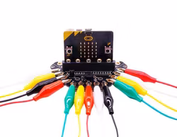 micro:bit expansion board with  buzzer and headphone jack for alligator clips