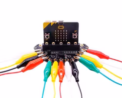 micro:bit expansion board with  buzzer and headphone jack for alligator clips