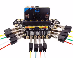 micro:bit expansion board with  buzzer and headphone jack for alligator clips