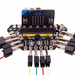micro:bit expansion board with  buzzer and headphone jack for alligator clips
