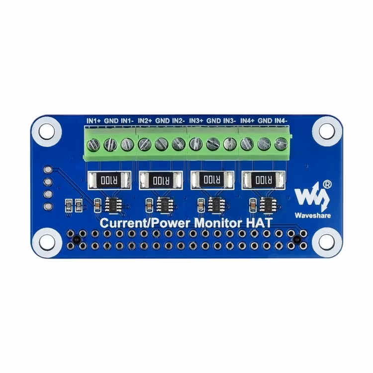 4-ch Current/Voltage/Power Monitor HAT for Raspberry Pi, I2C/SMBus