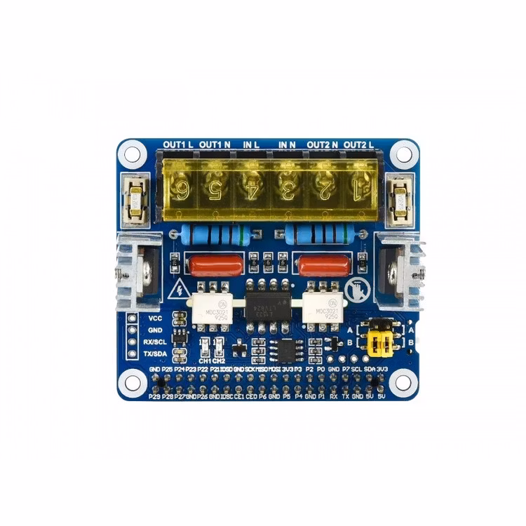 2-CH Triac HAT for Raspberry Pi, Integrated MCU, UART / I2C