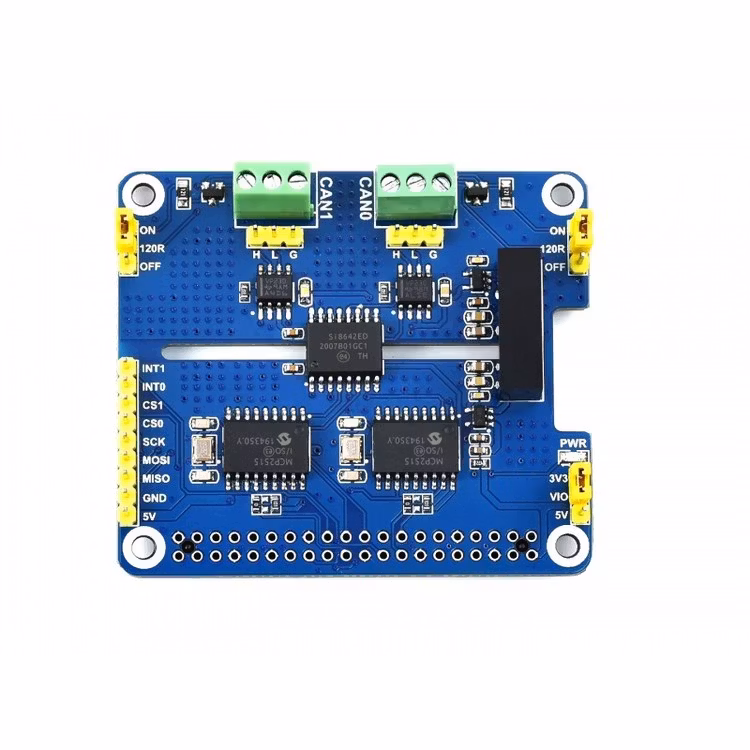 2-Channel Isolated CAN Expansion HAT for Raspberry Pi, Dual Chips Solution