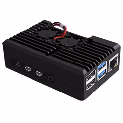 Aluminum Case with 2510 Dual Fan for Raspberry Pi 4