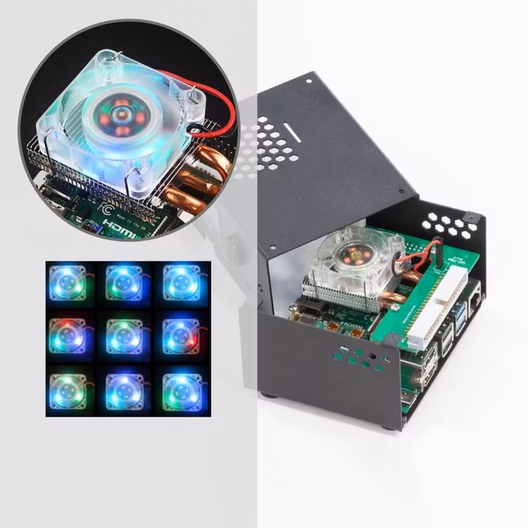 All in one RPi 4 real  Desktop Computer with RGB Air Cooler, Aluminum Case, OLED Screen
