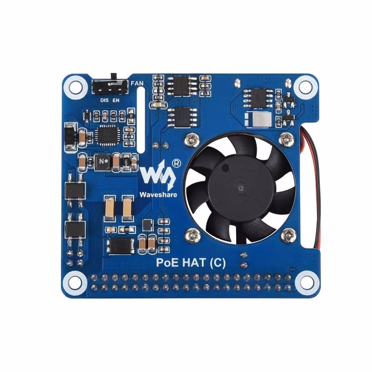 Power over Ethernet HAT (C) for Raspberry Pi 3B+/4B, 802.3af/at-compliant