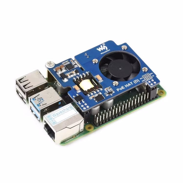 Power over Ethernet HAT (D) for Raspberry Pi 3B+/4B, 802.3af-compliant, Official case compatible