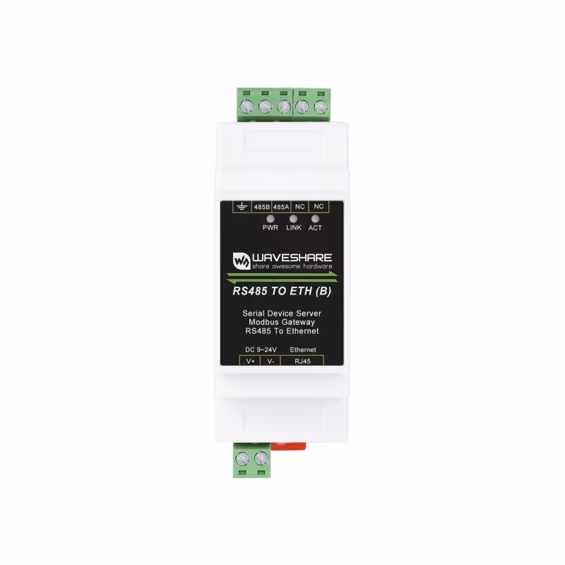 Industrial Serial Server, RS485 to RJ45 Ethernet, TCP/IP to Serial, Rail-Mount Modbus Gateway Support  (B)