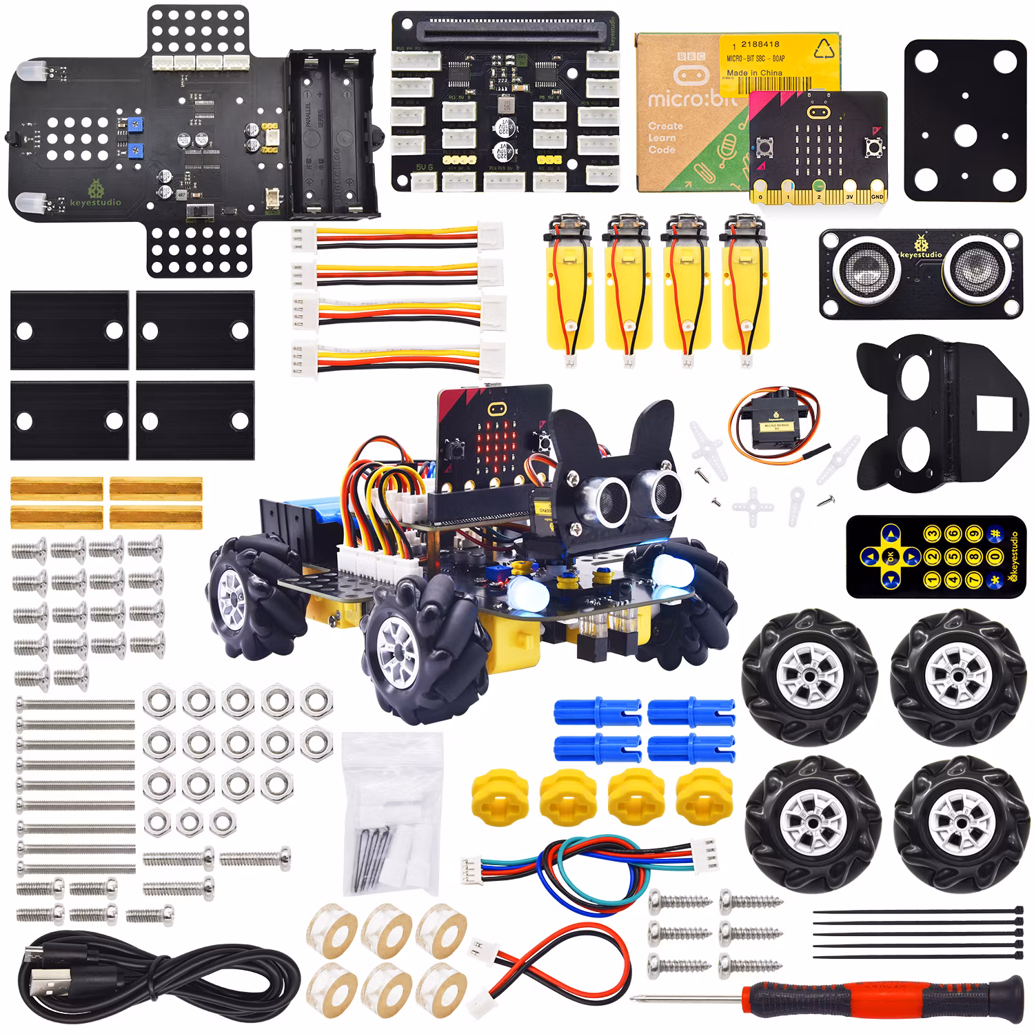 Keyestudio Micro:Bit V2 4WD Mecanum Wheel Robot Car Kit For Microbit STEM Toys Makecode & Python Programming