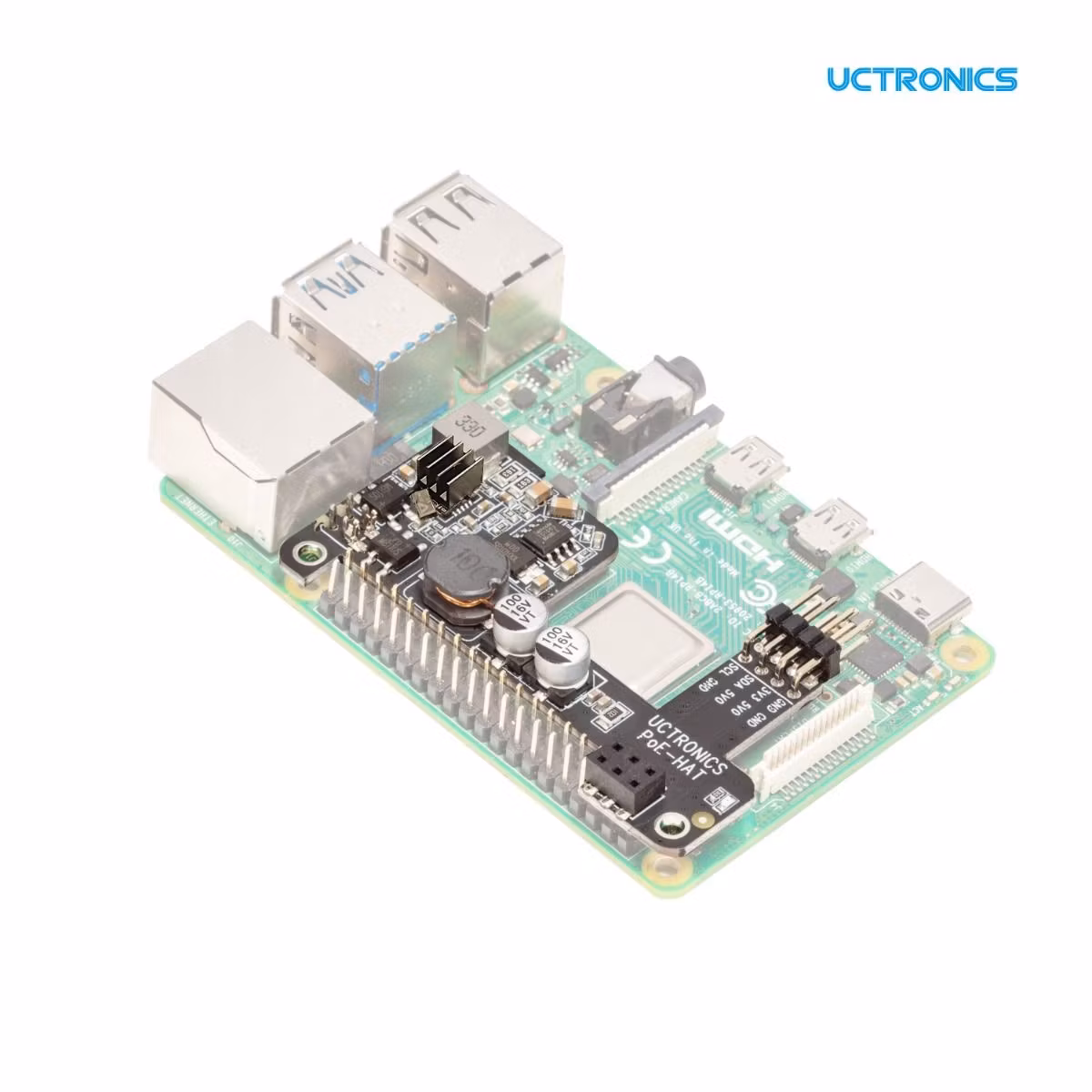UCTRONICS PoE HAT for Raspberry Pi 4B, IEEE 802.3af-Compliant, 5V 2.5A Mini POE