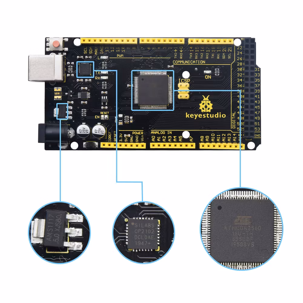 Keyestudio MEGA Development 2560 Board Compatible with Arduino Mega 2560 R3 REV3