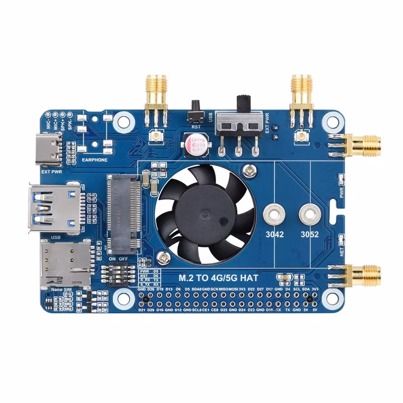 RM502AE 5G HAT for Raspberry Pi, quad antennas LTE-A, multi band, 5G/4G/3G