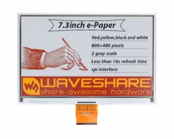 7.3inch e-Paper HAT (G), 800 × 480, Red/Yellow/Black/White