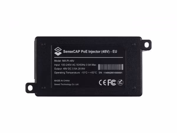 SenseCAP PoE Injector (48V) EU, Convert Non-PoE to PoE Adapter