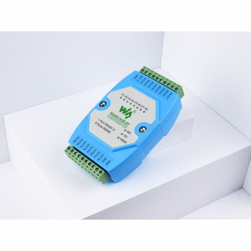 Industrial-grade Isolated 8-ch RS485 Hub, Rail-mount Support, Wide Baud rate Range