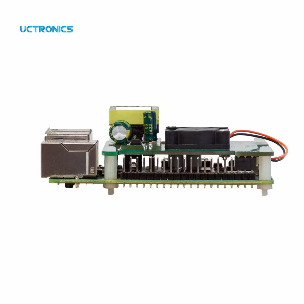 UCTRONICS PoE HAT 5V 3A for Raspberry Pi 4B, 3B+ and 802.3af/at PoE Network, with Cooling Fan