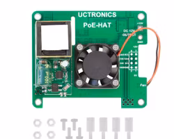 UCTRONICS PoE HAT 5V 3A for Raspberry Pi 4B, 3B+ and 802.3af/at PoE Network, with Cooling Fan