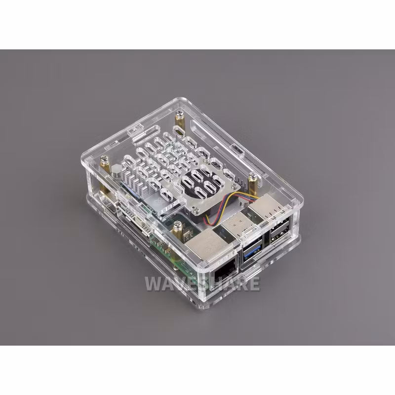 Clear Acrylic Case for Raspberry Pi 5, Supports installing Official Active Cooler