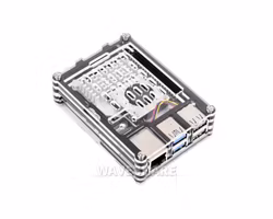 Transparent and Black Acrylic Case for Raspberry Pi 5, Supports installing Official Active Cooler