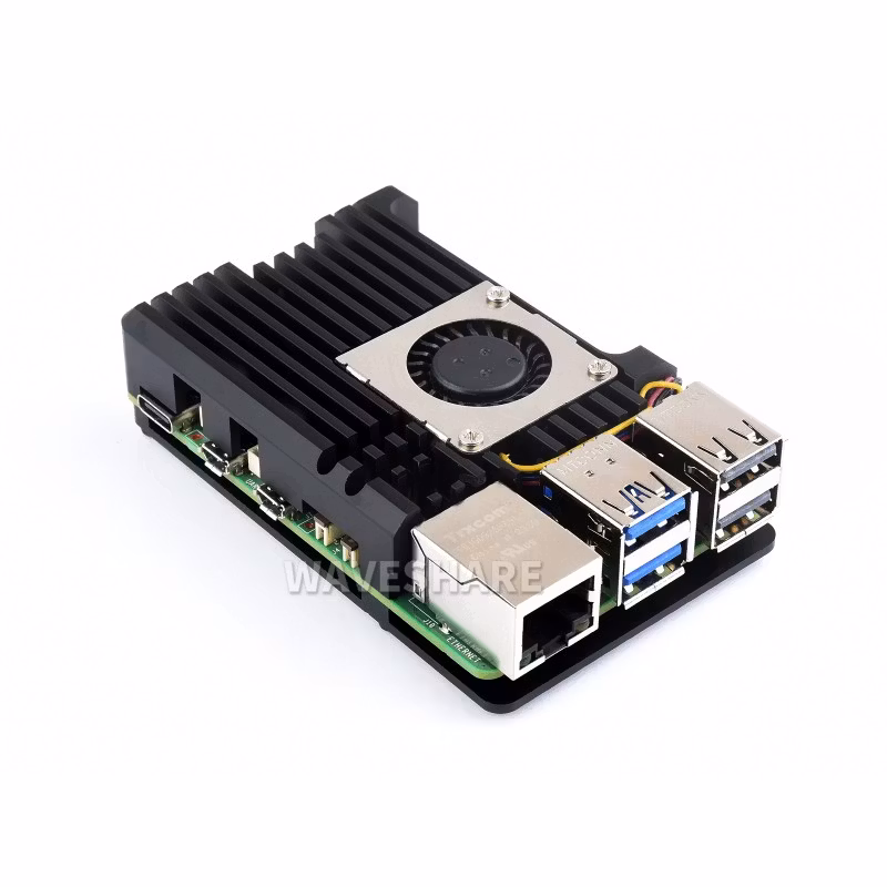 Aluminium Alloy Case (H) for Raspberry Pi 5 With Temperature-Controlled Blower Fan
