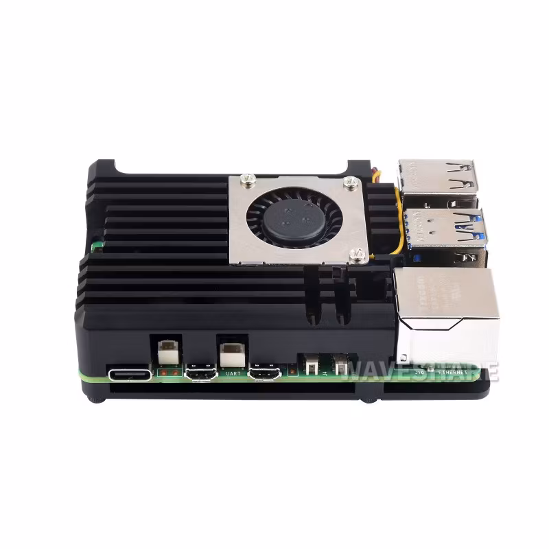Aluminium Alloy Case (H) for Raspberry Pi 5 With Temperature-Controlled Blower Fan