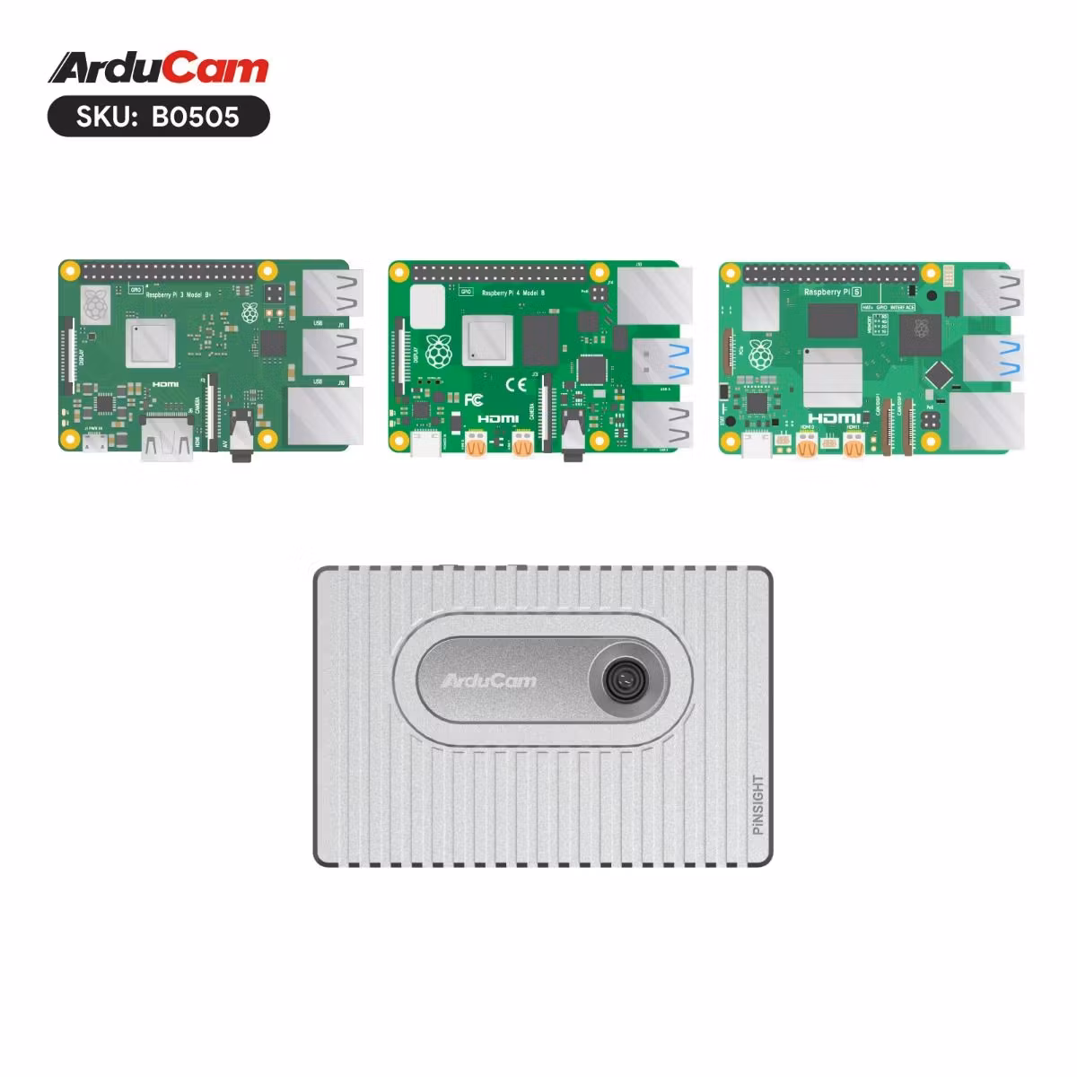 Arducam PiNSIGHT, 12MP Vision AI Mate for Raspberry Pi 5