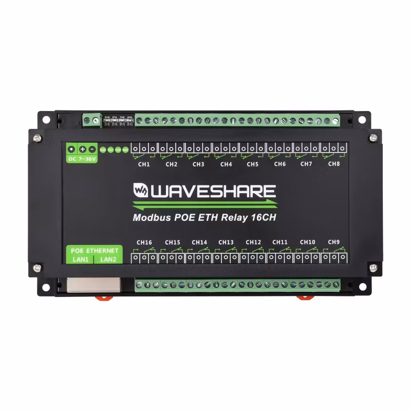 16-Ch Ethernet Relay Module | Modbus RTU/TCP | PoE Support
