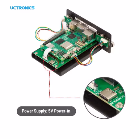 UCTRONICS Pi 5 Rack Pro, 1U Rack Mount with 4 × M.2 NVMe SSD Base, PCIe to NVMe, Safe Shutdown, 0.96" Color LCD Raspberry Pi 5 NVMe Rack