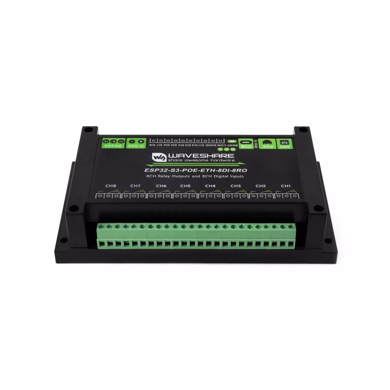 Industrial 8-Channel ESP32-S3 POE Wi-Fi Relay Module with Isolated RS-485 & Dual-Core Xtensa LX7