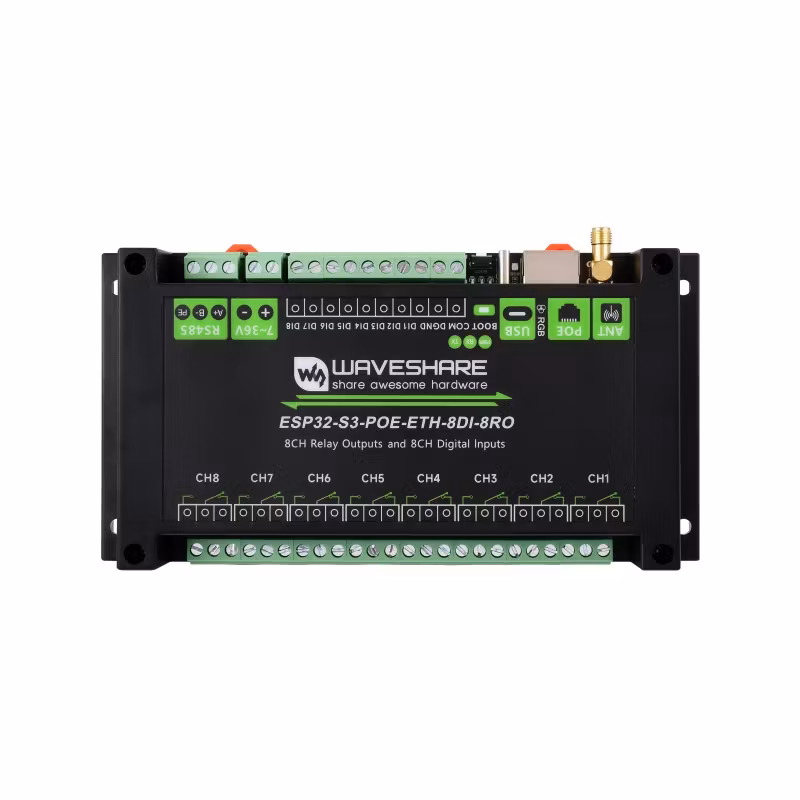 Industrial 8-Channel ESP32-S3 POE WiFi Relay Module with Isolated CAN & Dual-Core Processor