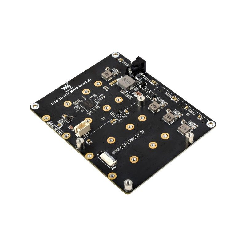 PCIe To 4-Ch M.2 Adapter Board for Raspberry Pi 5, Supports 4-ch NVMe Solid State Drives, Supports Powering The Raspberry Pi 5, Raspberry Pi 5 NVMe