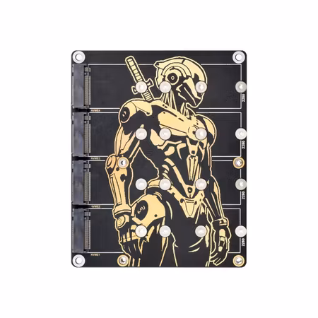 PCIe To 4-Ch M.2 Adapter Board for Raspberry Pi 5, Supports 4-ch NVMe Solid State Drives, Supports Powering The Raspberry Pi 5, Raspberry Pi 5 NVMe