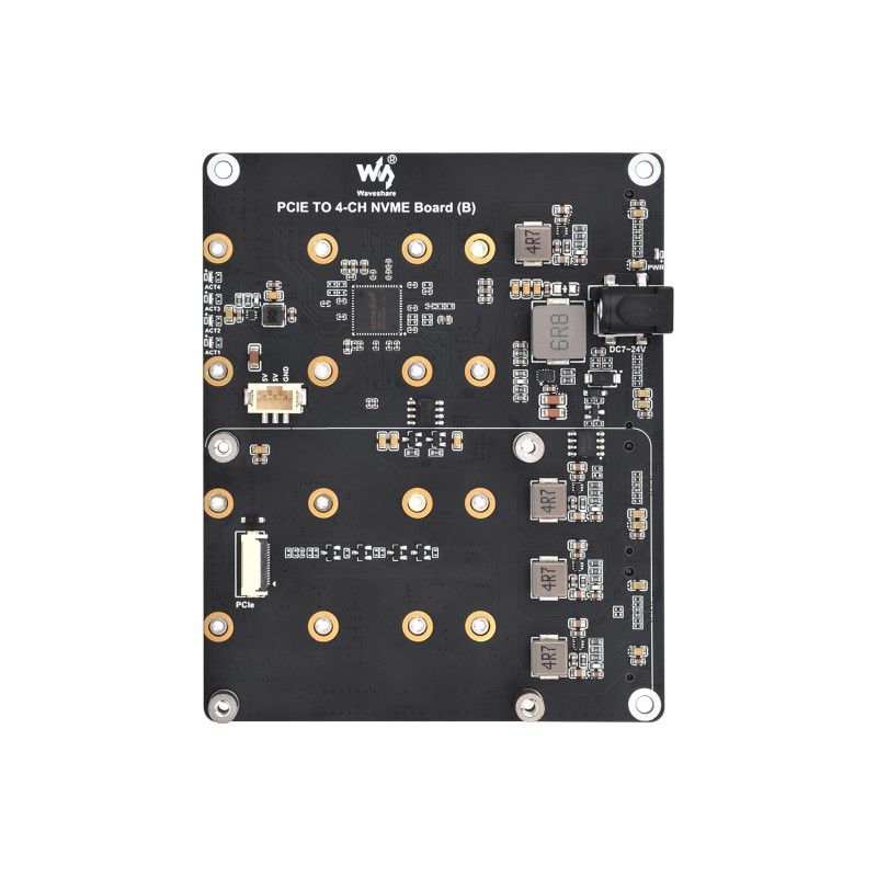 PCIe To 4-Ch M.2 Adapter Board for Raspberry Pi 5, Supports 4-ch NVMe Solid State Drives, Supports Powering The Raspberry Pi 5, Raspberry Pi 5 NVMe