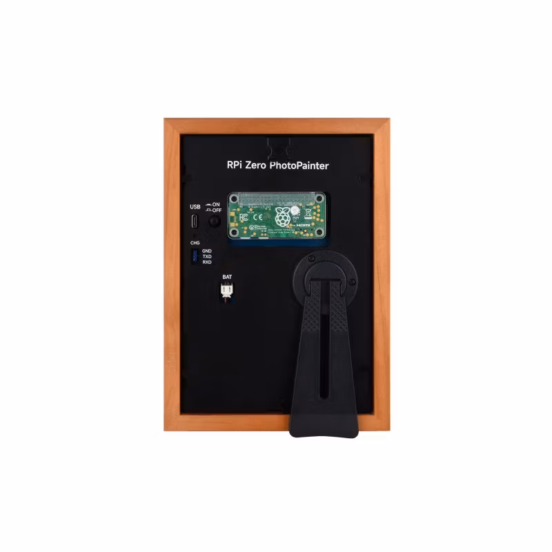 7.3″ Full color E-paper Display with Solid Wood Photo Frame for Raspberry Pi zero
