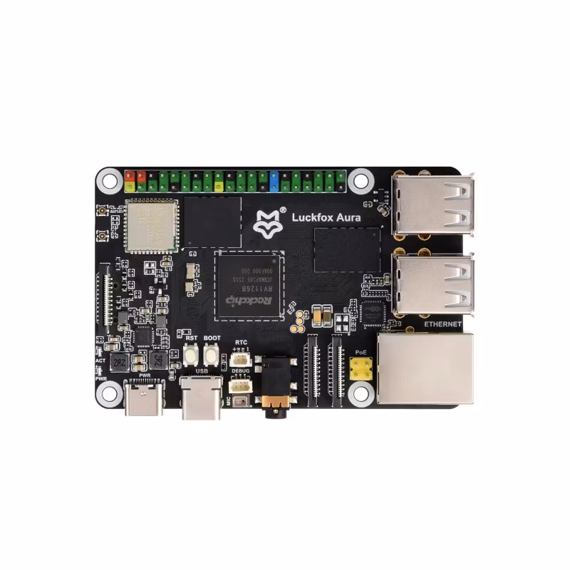 Luckfox Aura AI Linux Development Board – Rockchip RV1126B Quad‑Core 1.6 GHz, 3 TOPS NPU, 4K Video, Configurable RAM & eMMC