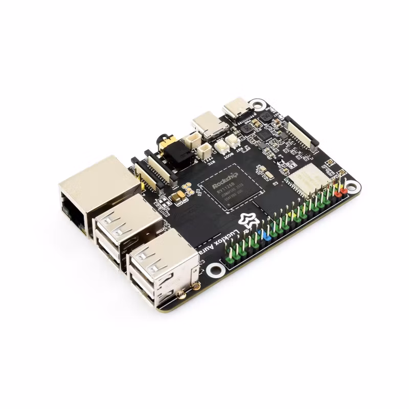 Luckfox Aura AI Linux Development Board – Rockchip RV1126B Quad‑Core 1.6 GHz, 3 TOPS NPU, 4K Video, Configurable RAM & eMMC