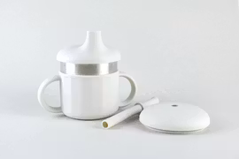 Mugg med sugrör & pip 2-i-1, Warm Gray