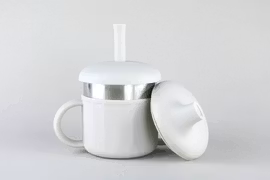 Mugg med sugrör & pip 2-i-1, Warm Gray