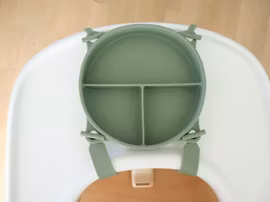 Silikontallrik med sugpropp och band - Forest green