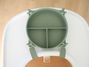 Silikontallrik med sugpropp och band - Forest green